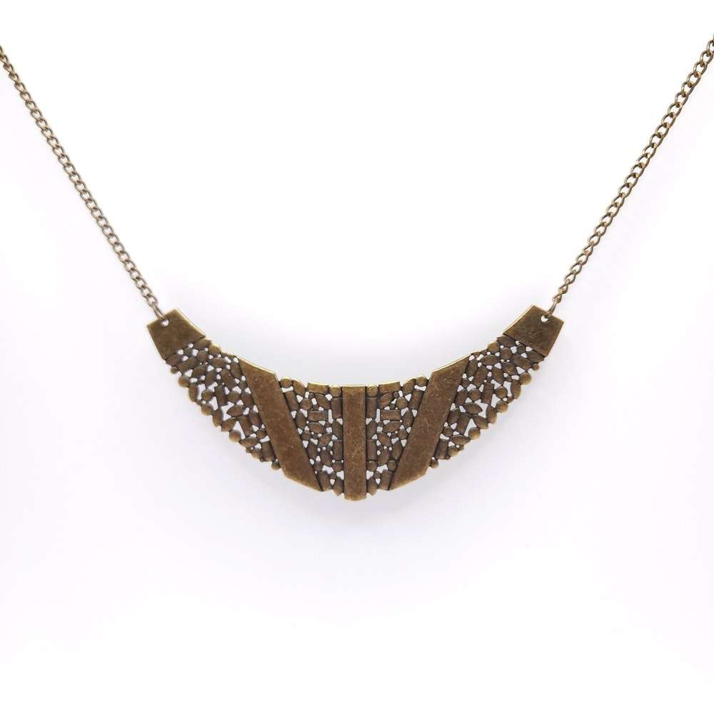Paparazzi Terra Trailbreaker Brass Necklace Geometric Collar 16-18in